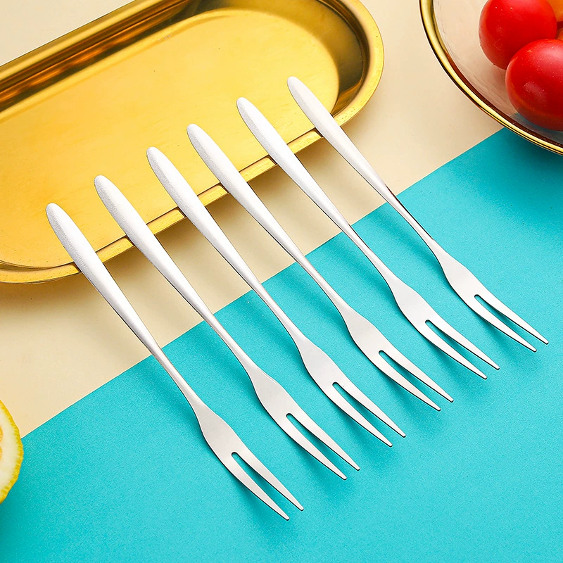 Сталь рыцарское Лето 410 нержавеющая сталь двухзубый фруктовый знак торт Лунный торт маленькая вилка десерт Салатница Подарочная вилка