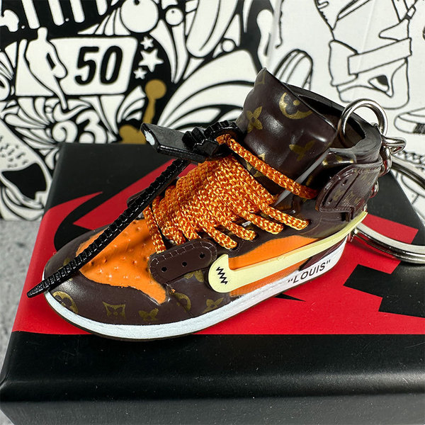 Ow Co-Branded Shoe Mold Set Keychain Mini Aj Basketball Shoe Box Series Creative Trendy Toy Jewelry Pendant Ready for Sale