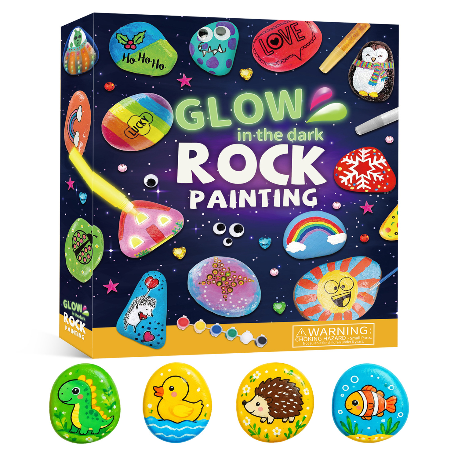 Cross-border Hot Sale Hand-painted Stone suit Children's Science and Education Toys Stone Multicolor Painted suit Creative Graffiti Painted