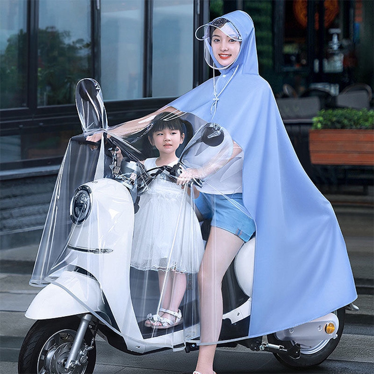 Raincoat electric car double mother and child 2022 new female parent-child full body rainstorm battery motorcycle transparent poncho