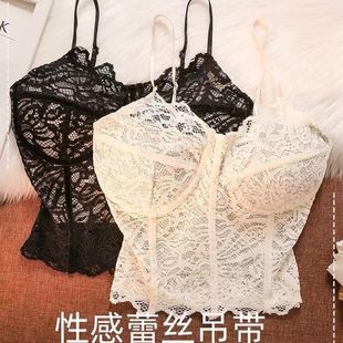 New Crochet Pure Desire Sexy Lace Spring Design Bra Padded Camisole Top Versatile Hot Girl Base Layer
