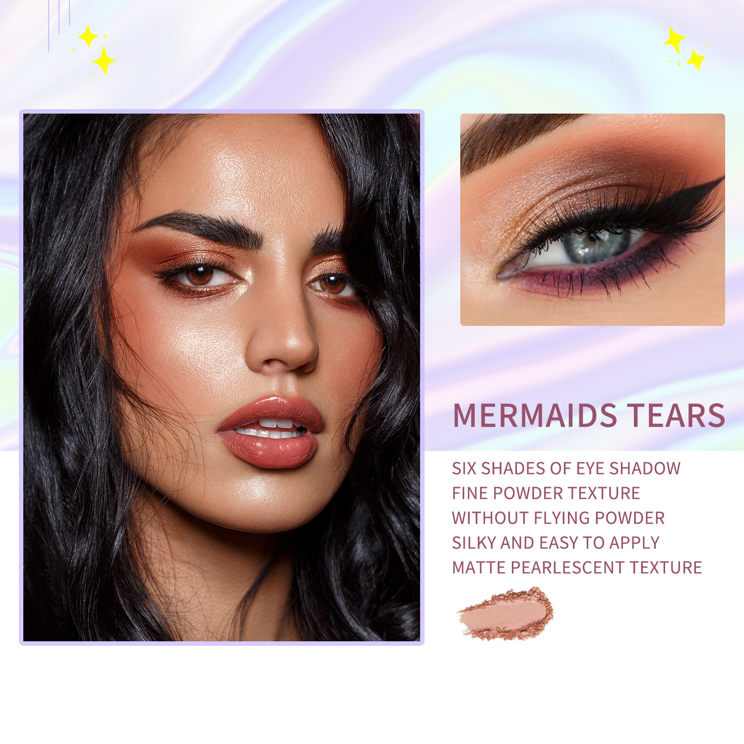 Cross-border new product: 6-color matte pearlescent eyeshadow palette, European and American multi-color contouring high-gloss fine glitter makeup palette, eye makeup details Picture