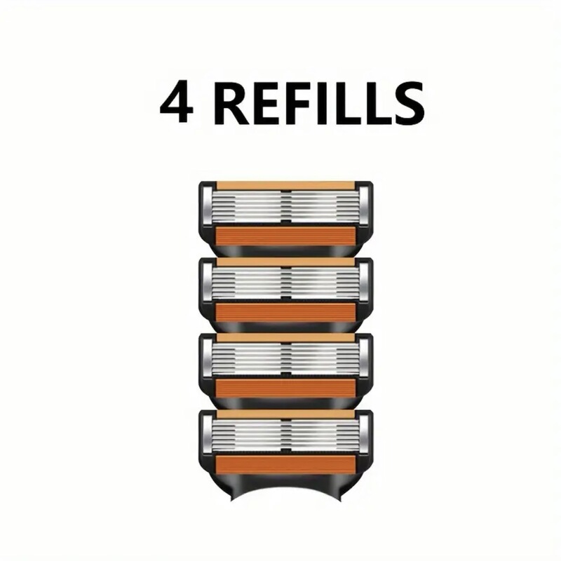 in stock 6-layer razor blade refill men's manual razor stainless steel replaceable head razor