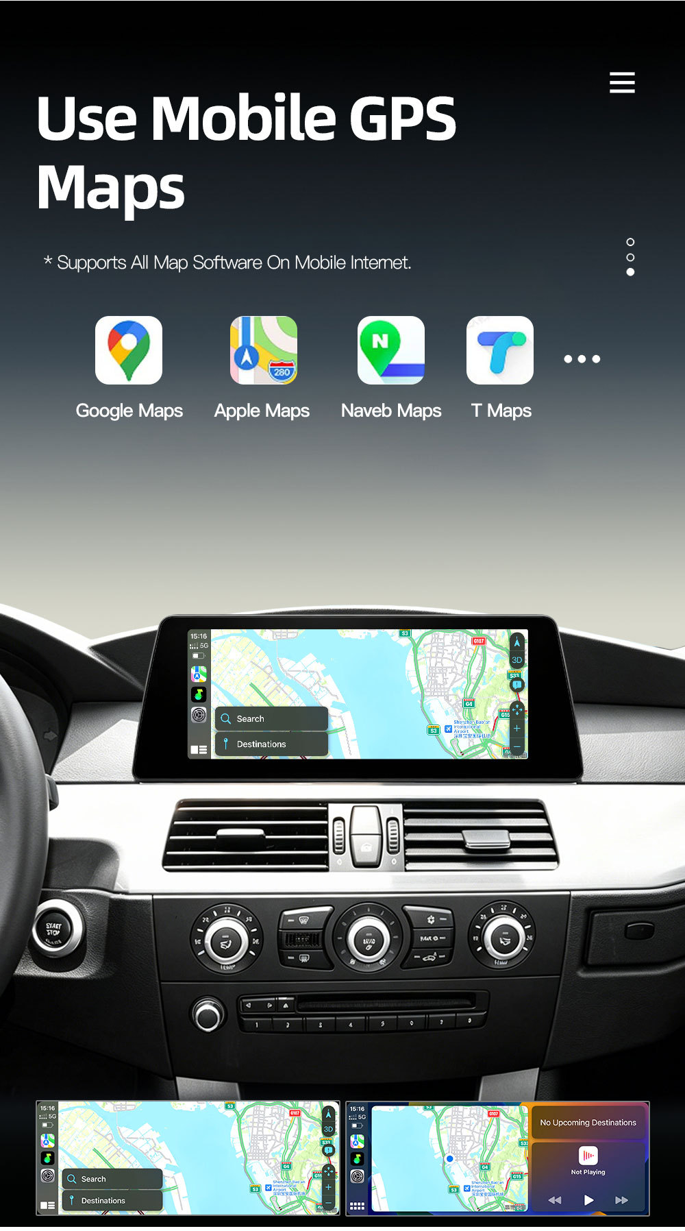 Suitable for BMW 5 Series E60 E61 E63 E64 car central control large screen navigation Carplay player