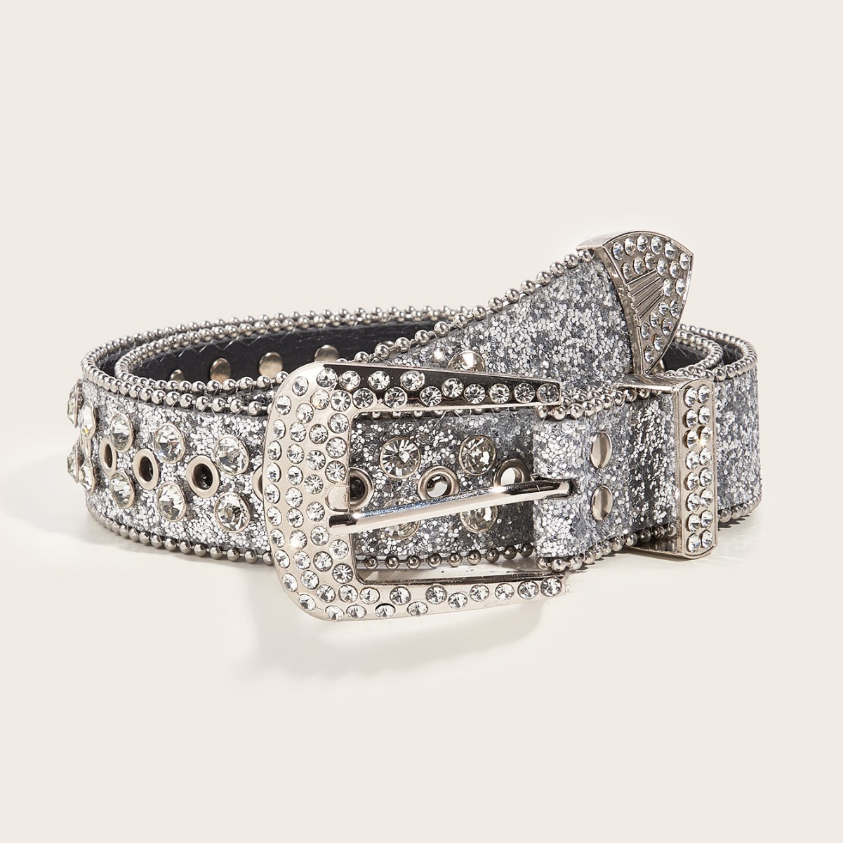 Cinturón ancho con diamantes de imitación para mujer | Estilo ins, moda europea y americana, diseño versátil