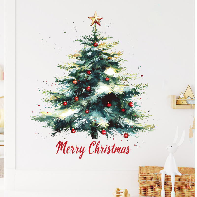 Liran 壁紙新しいクリスマスツリー壁紙リビングルーム寝室クリスマス壁ステッカーメリークリスマス壁紙|undefined