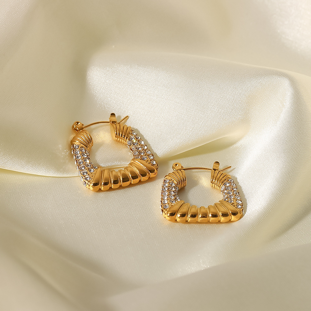 Fashion Geometric Stainless Steel Earrings Gold Plated Zircon Stainless Steel Earrings