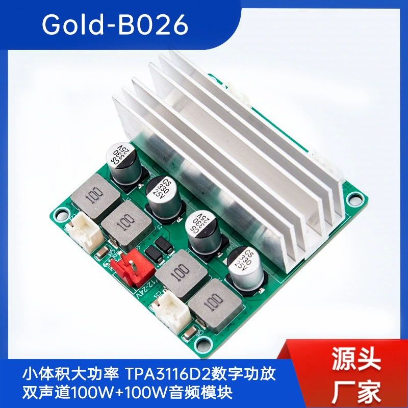 Цифровая плата усилителя мощности Gold-B026, двухканальный, 100Вт+100Вт, высокомощный аудиомодуль TPA3116D2