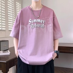 グラデーション半袖tシャツ男の子夏新作ゆるい半袖上着青少年ファッションブランド