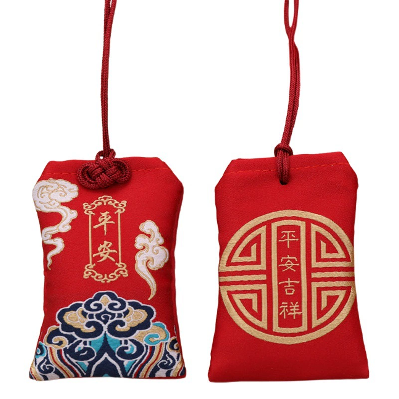 Оптовая продажа, подвесная шея, китайская молитвенная сумка с вышивкой, небольшой кошелек, парчовый саше, амулет, счастливая сумка, защитный саше, пустая сумка