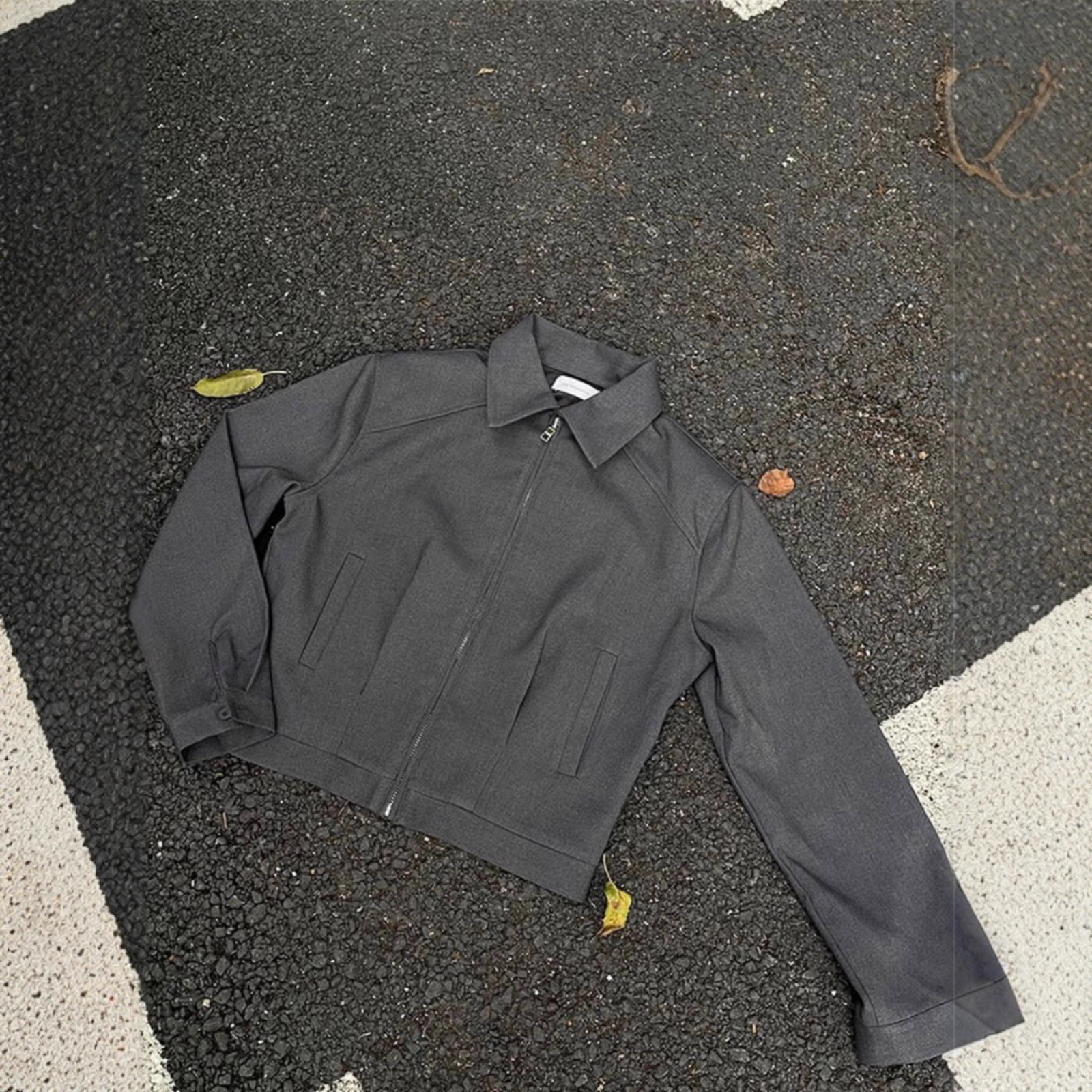 Gray Short Shoulder-Padded Lapel Blazer for Men, Korean Style, Simple, High-End, Loose, Casual and Versatile Jacket Top