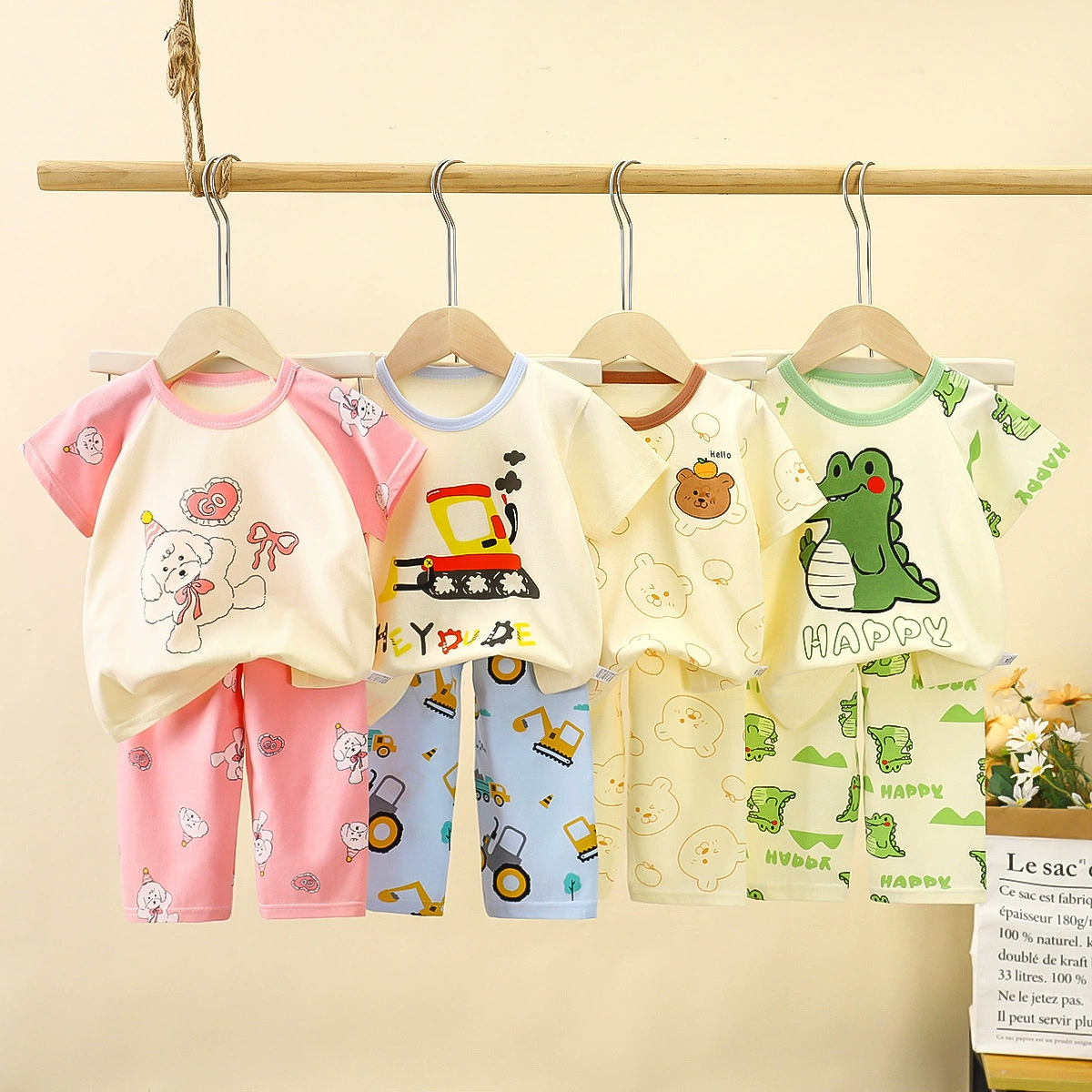 Детский комплект с короткими рукавами летняя новая хлопковая пижама для мальчиков