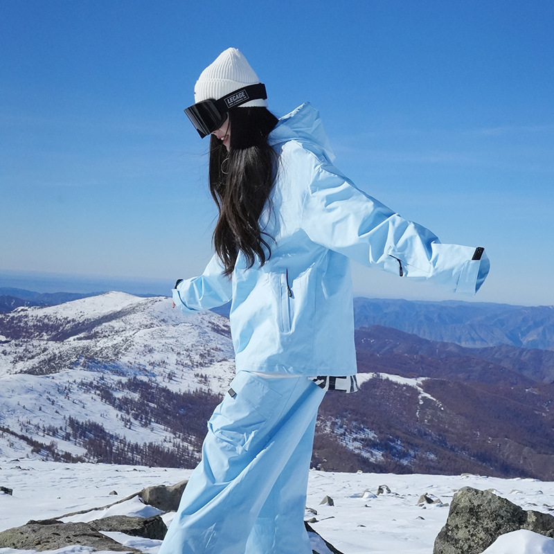 Damenbekleidung neues wasserdichtes Skianzug-Set winddicht warm Outdoor Übergröße Übergröße Skianzughose ein kompletter Satz von_voghion.com