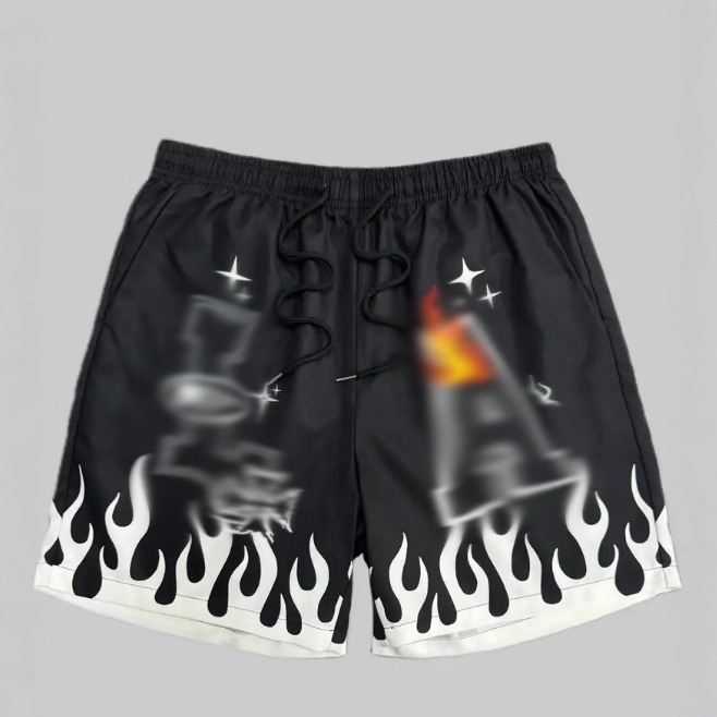 跨境亚马逊速卖通夏威夷休闲男士短裤夏季糖果色3D印花五分沙滩裤