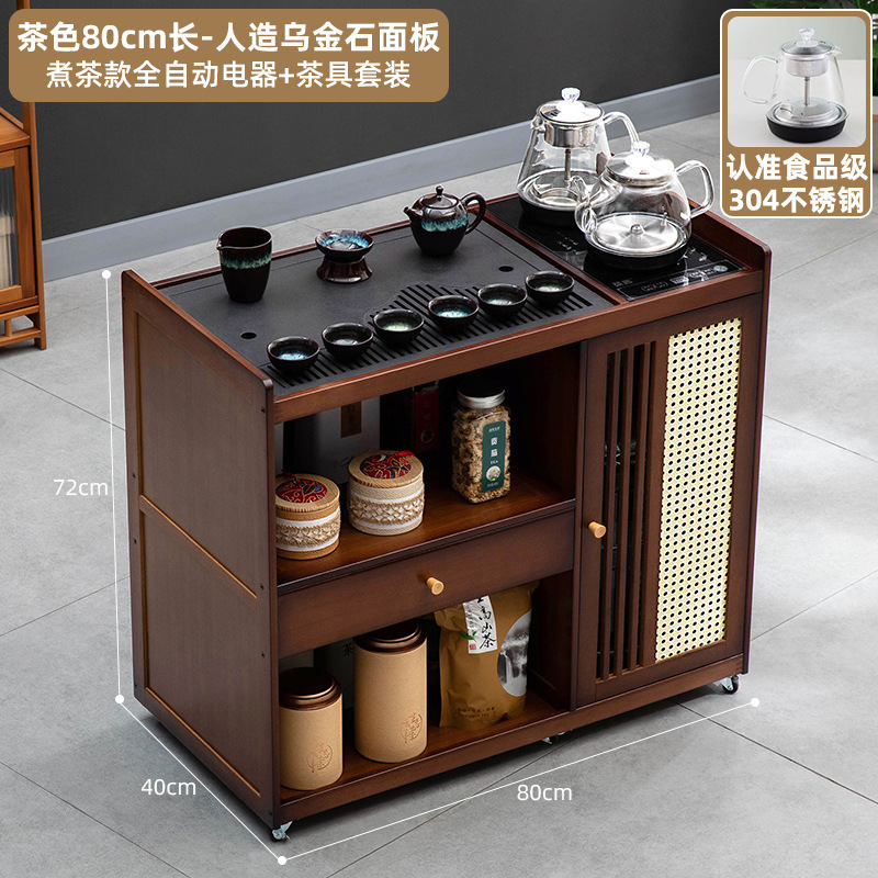 移动茶桌小茶台烧水壶一体家用茶水柜实木茶几茶车阳台煮泡茶桌子|undefined
