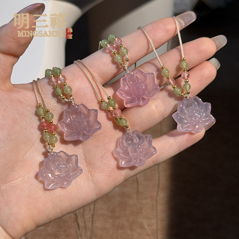 高冰粉色莲花 / 裸坠