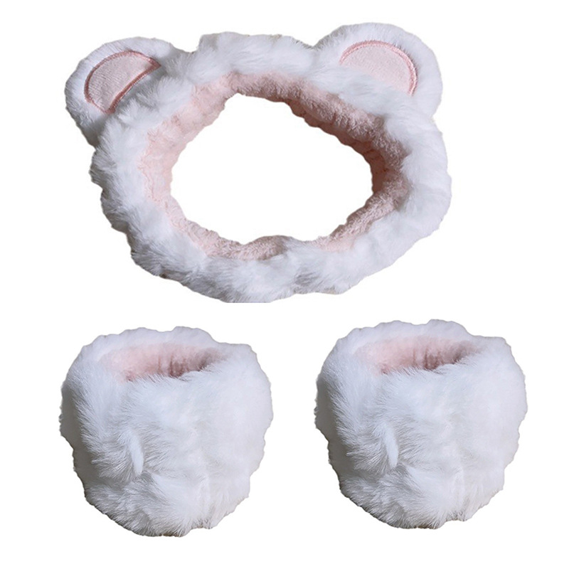 Transfronterizo cara lavado banda para el cabello correa para la muñeca Imitación Piel de conejo color sólido felpa impermeable banda para el cabello Amazon absorbente sudor-limpieza al por mayor