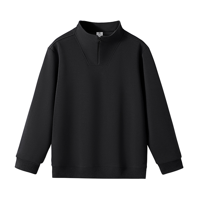 纯色无帽工作服外套立领潮牌重磅跨境男装黑色运动半拉链卫衣定制|undefined