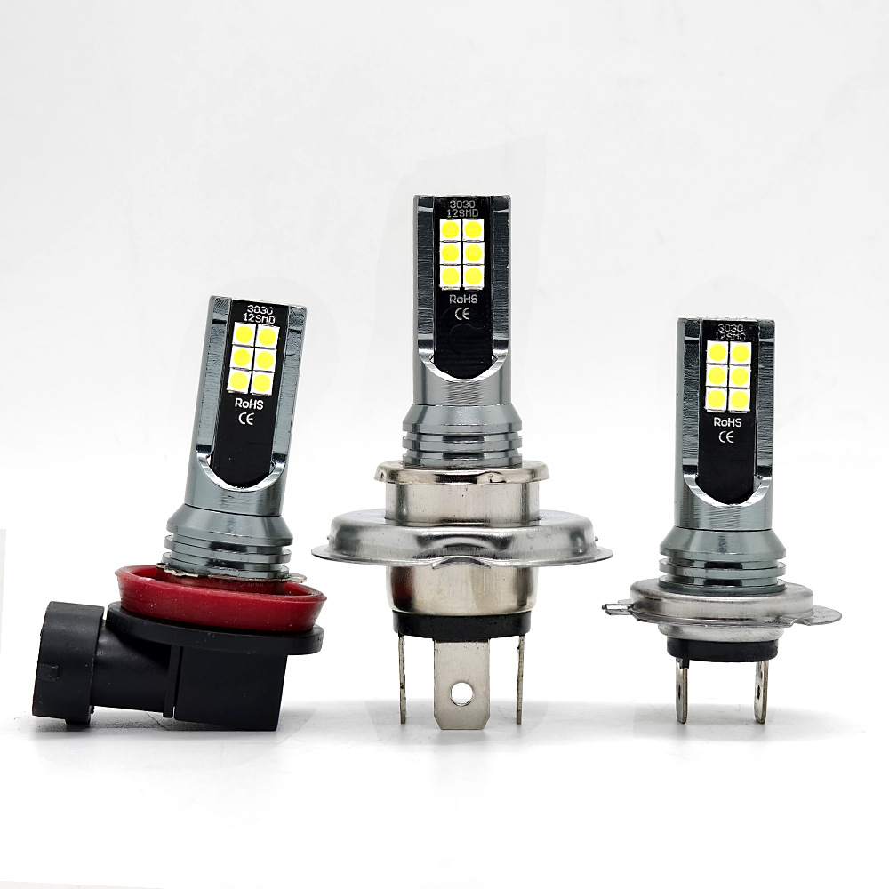 Car LED Headlight H7 H4 3030 12SMD Fog Light 9005 H11 Bulb