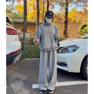 Sports Style Half Zipper Sweatshirt Women's suit 2024 New Explosions Fall/Winter fleece-lined Thickened Sweatpants Two-Piece Set