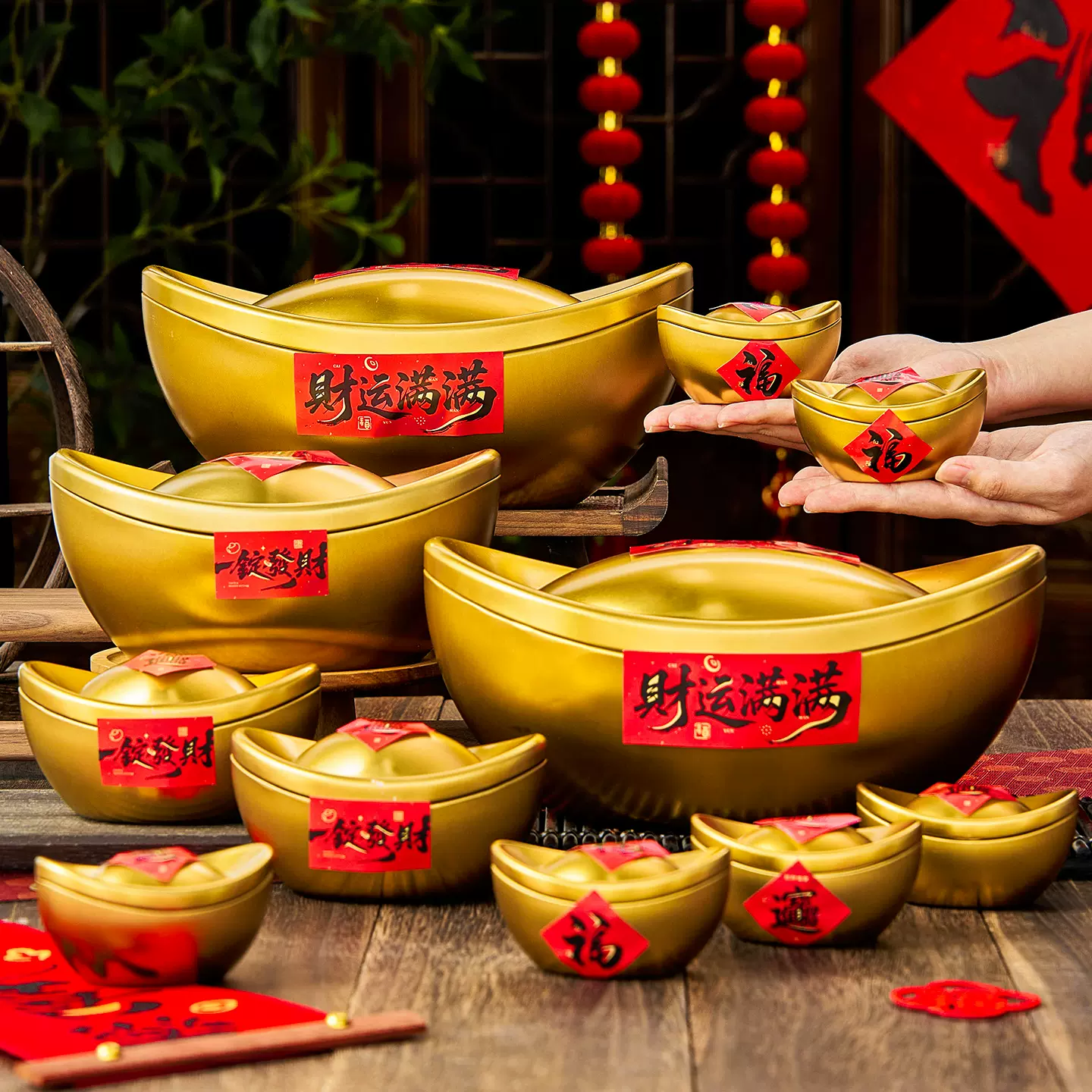 2026新款新年金元宝摆件马年财神过年工艺品春节茶几果盘装饰用品