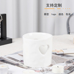跨境陶瓷蜡烛杯镂空爱心蜡烛罐香薰灯氛围感布置珠烛光晚餐装饰