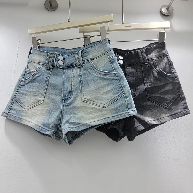 Pantalones Cortos de Mezclilla de Tiro Bajo de Mezclilla Elástico para Verano