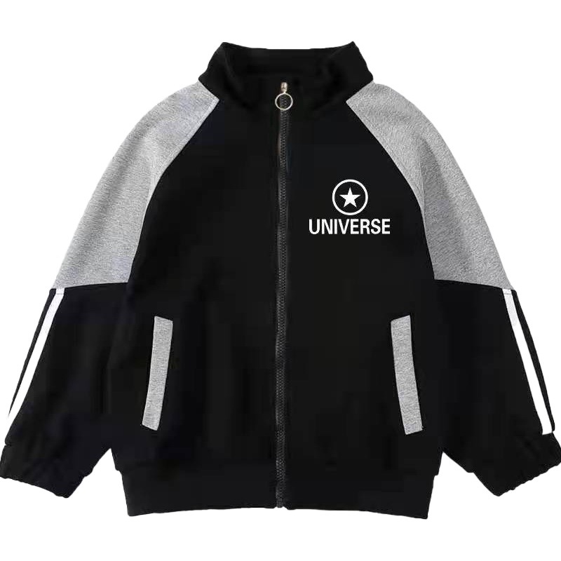 Cardigan con capucha suéter primavera mediano y grande Niños Primavera y otoño Invierno estilo occidental casual chaqueta de los muchachos niños Deportes forrado de lana niños