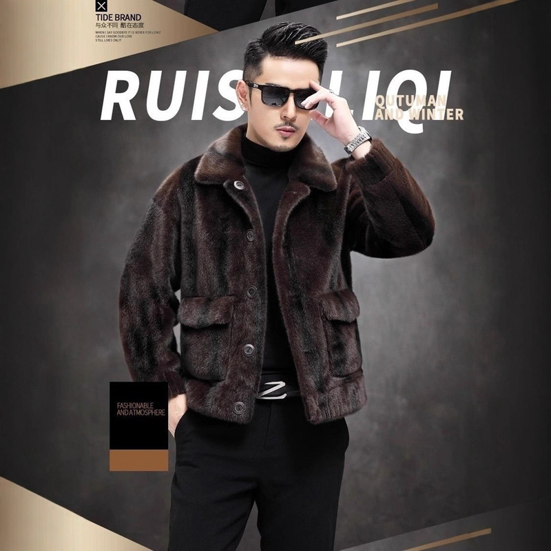 Reversible Men's Winter Fashion Casual Warm Imitation Mink Fur Outwear Thickeneded New Fur Mink Outwear Reversible Men's Winter Fashion Casual Warm Imitation Mink Fur Outwear Thickeneded New Fur Mink Outwear