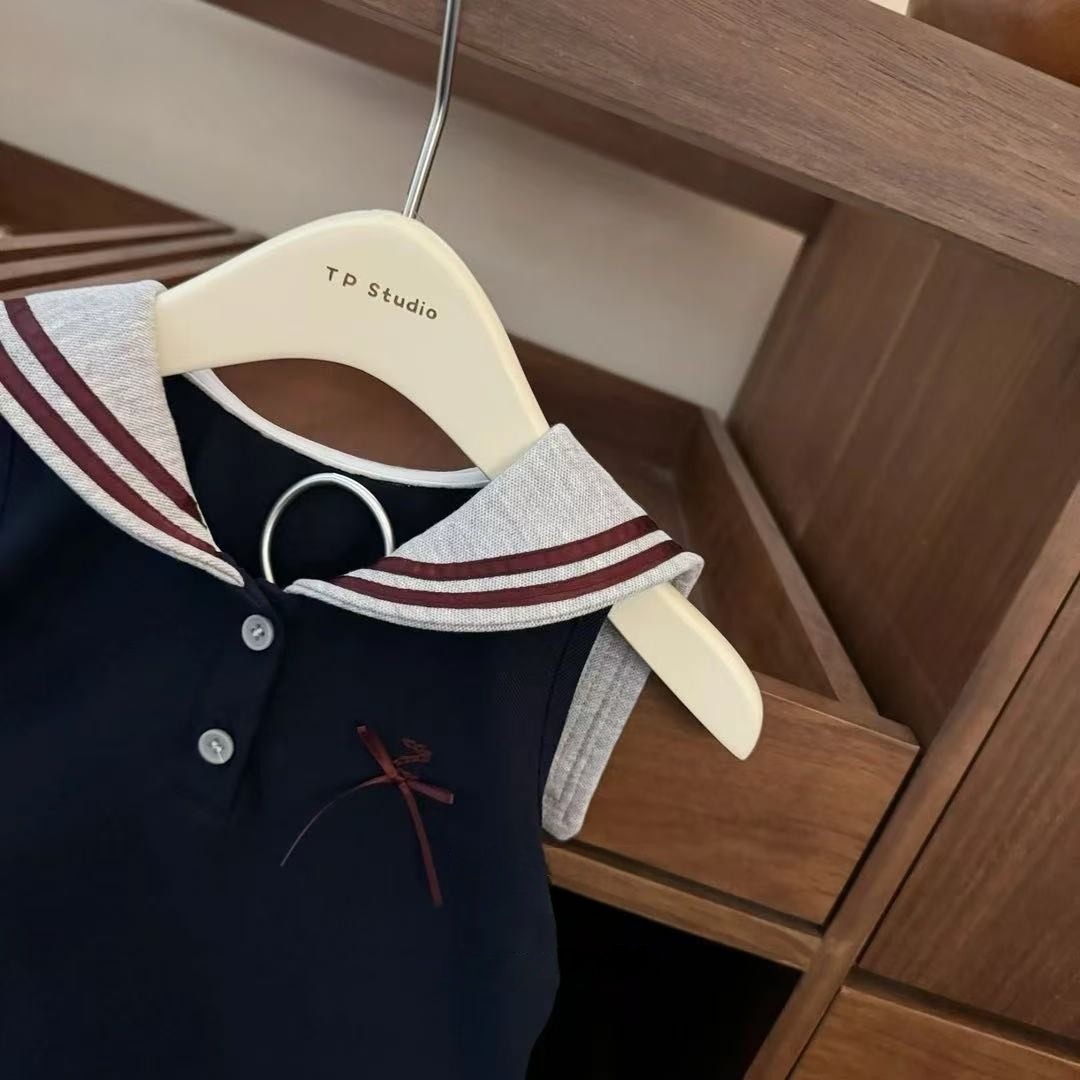 Vestido de Verano para Niñas, Estilo Academia, Modelo 25, Nuevo y Moderno, Vestido Azul sin Mangas para Niñas Pequeñas