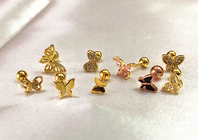 5g Weight Zircon Inlay Material Ear Studs Classification 1 Pair Quantity Daily Occasion 925 Sterling Silver Material Butterfly Pattern Women's Gender Plating, Inlay Design Simple Style Style 1 Pair 925 Sterling Silver Zircon Butterfly Ear Studs 2