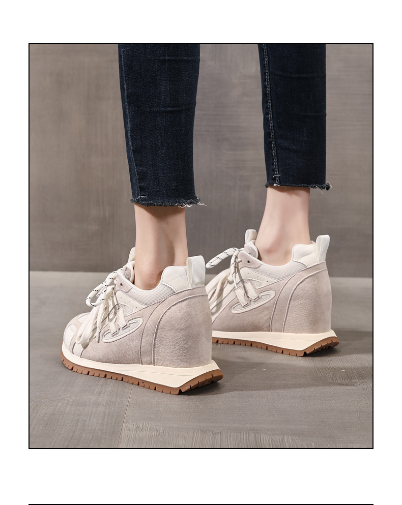 Giày sneaker nữ đế dày tăng chiều cao phong cách thể thao — màu be chi tiết 16