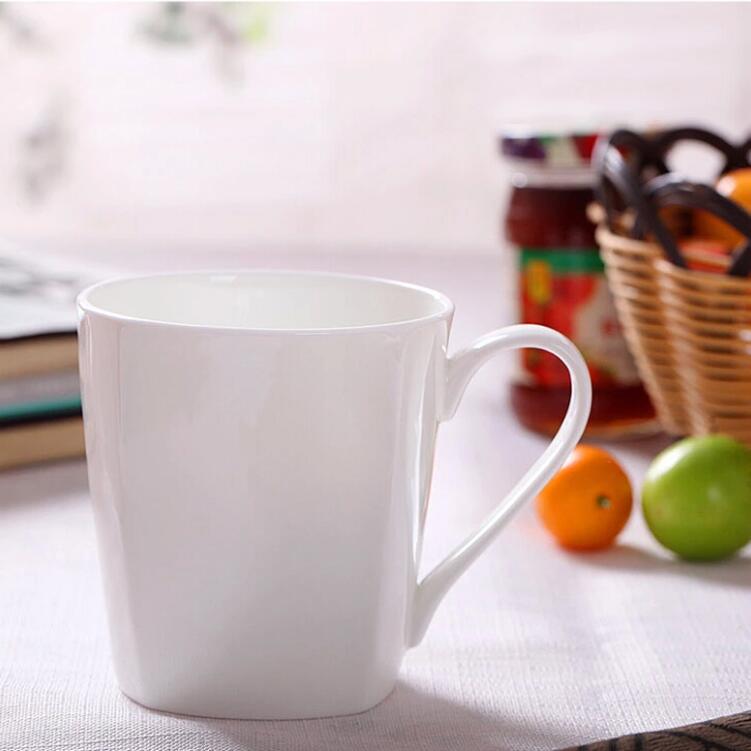 景德镇骨瓷简约陶瓷杯子水杯茶杯纯白色马克杯可订LOGO牛奶咖啡杯