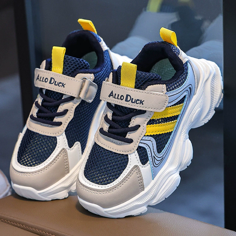 Новая спортивная обувь для мальчиков, дышащая и износостойкая обувь с двойной сеткой, обувь для папы, нескользящая мягкая подошва для девочек, четырехсезонные кроссовки, повседневная обувь