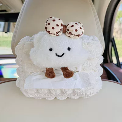 Car tissue box/set bin, hanging tissue bag for - no-specifications-1-piece-of-bow-knot-cloud-puff-tissue-box