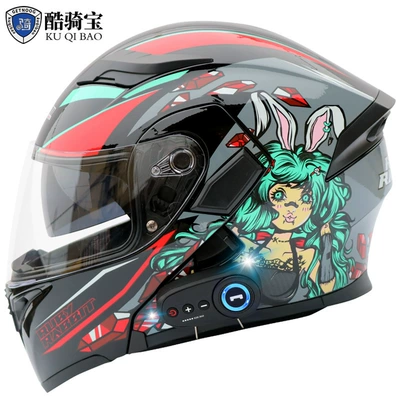 Motosiklet kaskı (dəbilqə) — helmet double lens exposed helmet - bunny-with-k10-bluetooth-m