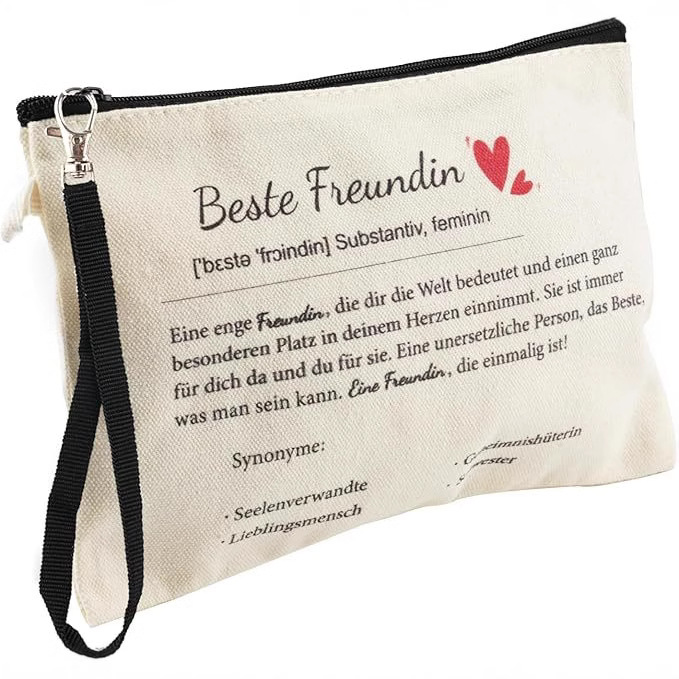 Cosmetic bag for friend with zipper