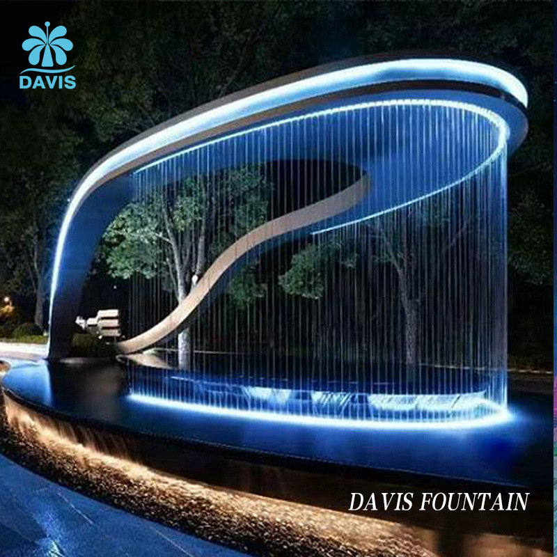 Water Curtain Manufacturers Indoor Hotel Water Curtain Walls Flowing Water Fountains Waterfall Cascade Water Silk Thread Wall Water Curtain Fountain