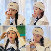 绸愉冬季女士针织束发带ins风纯色毛线发箍防风防寒保暖编织字母