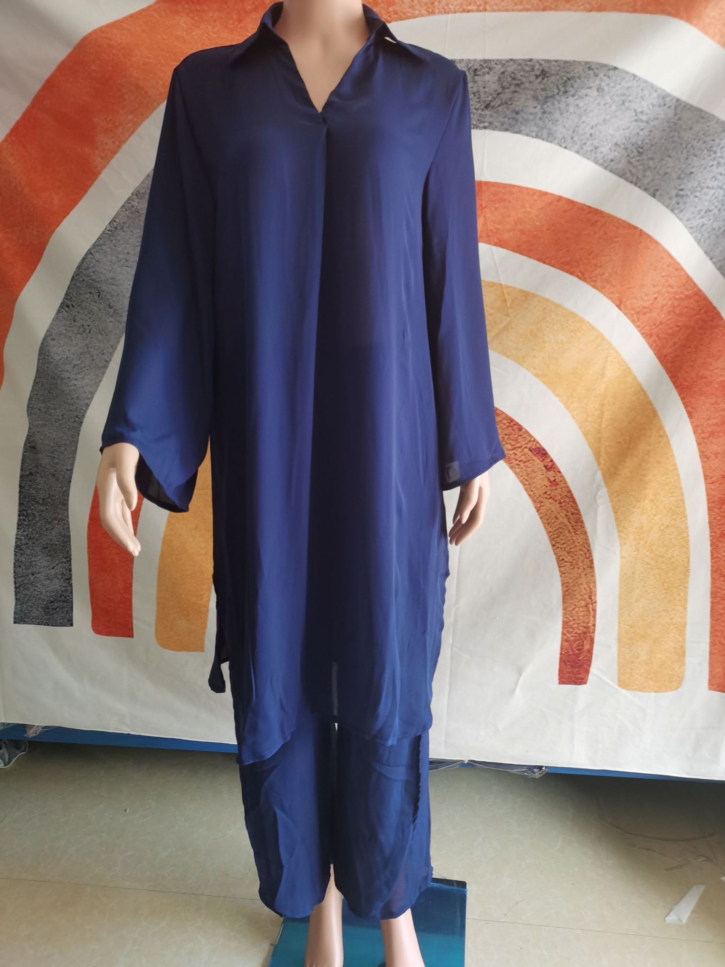 GraceChic Malaysia Women's 2024 Spring New Long Sleeve Shirt Wide Leg Pants Set Elegant Commuting Fashion Versatile_voghion.com