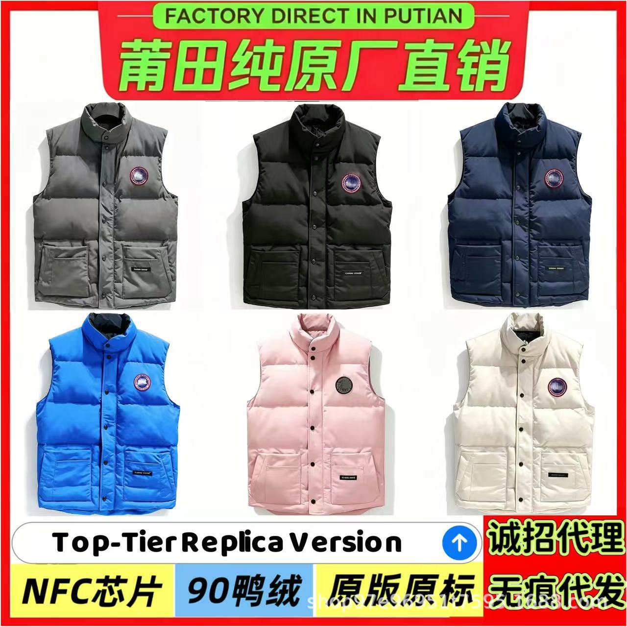 Cross-border Putian Goose 08 down vest, stand-up collar, sleeveless, unisex couple style, warm parka