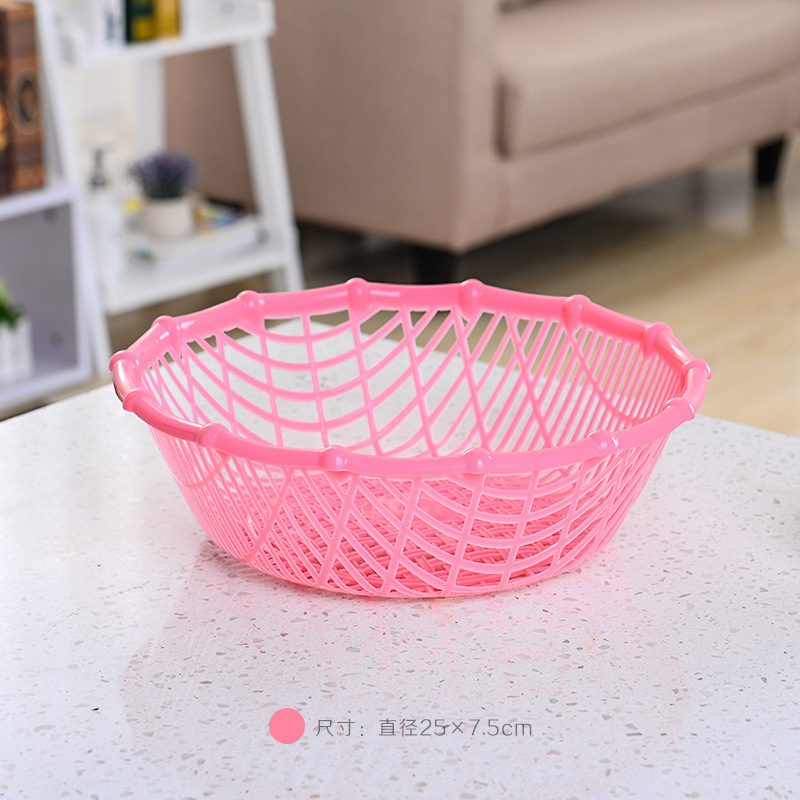 Directo de fábrica hueco engrosada cesta de drenaje cocina redonda cesta de lavado de vegetales cesta de frutas de plástico de almacenamiento de frutas azules y cesta de verduras