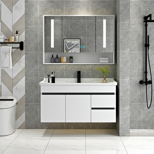 BB4C wholesale solid wood floor-to-ceiling bathroom cabinet combination paint-free environmentally friendly washbasin washbasin bathroom
