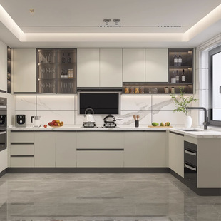 Kitchen Solid Wood Cabinet Furniture Quartz Stone Countertop Integrated Household Storage Cabinet Storage Cabinet Wall Cabinet Color Optional