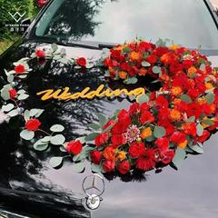 結婚車の大きいV頭の車の花の結婚車の装飾の主な結婚車の車の頭の花のシミュレーションの花の結婚車の車列の装飾の結婚車の吸盤