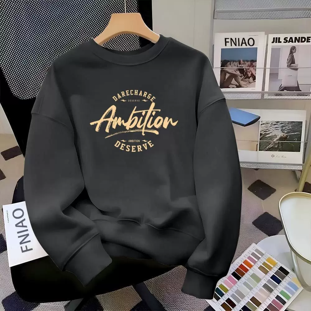 秋冬重磅奥粒绒卫衣男宽松休闲纯棉圆领套头加绒保暖青少年上衣潮