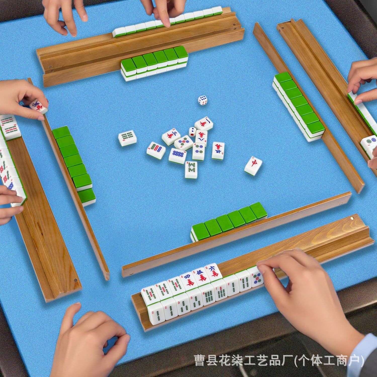 木质麻将推板麻将架带推杆松木麻将托盘麻将理牌尺美国麻将排尺