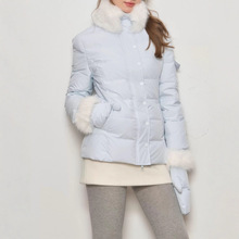 感90%白鸭绒小个子毛领收腰显瘦短款蓝色排骨羽绒服冬季其他