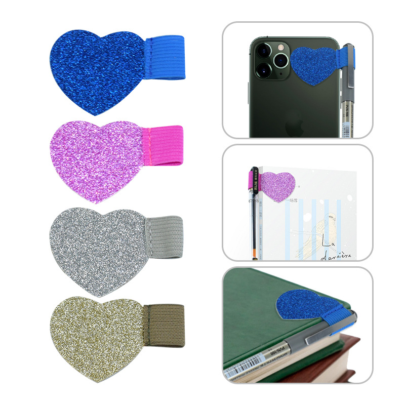 Adhesive clip pen holder, creative PU pen clip, minimalist elastic pen holder, leather pen clip sticker, mini pen case