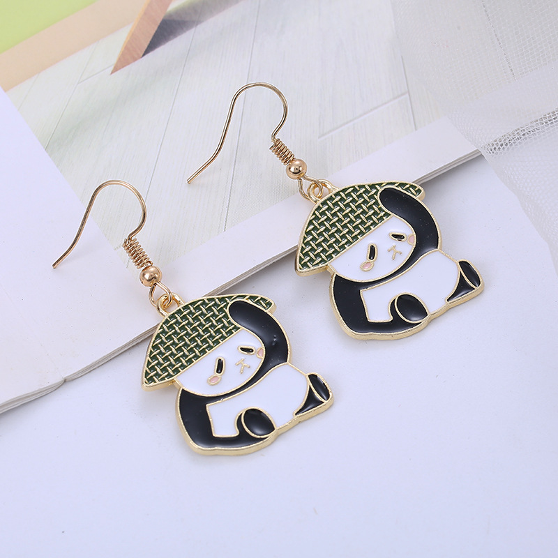 Women'S Gender New Fashion Cute Panda Cartoon Funny Animal Alloy Earrings